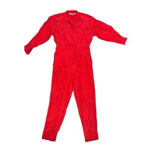 Vintage Sam Douglass 100% Silk Red Jumpsuit